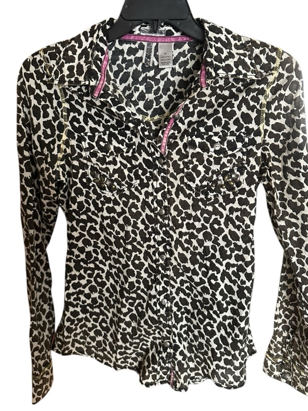 BKE Black and White Leopard Print Button Down Shirt- Like new!!!